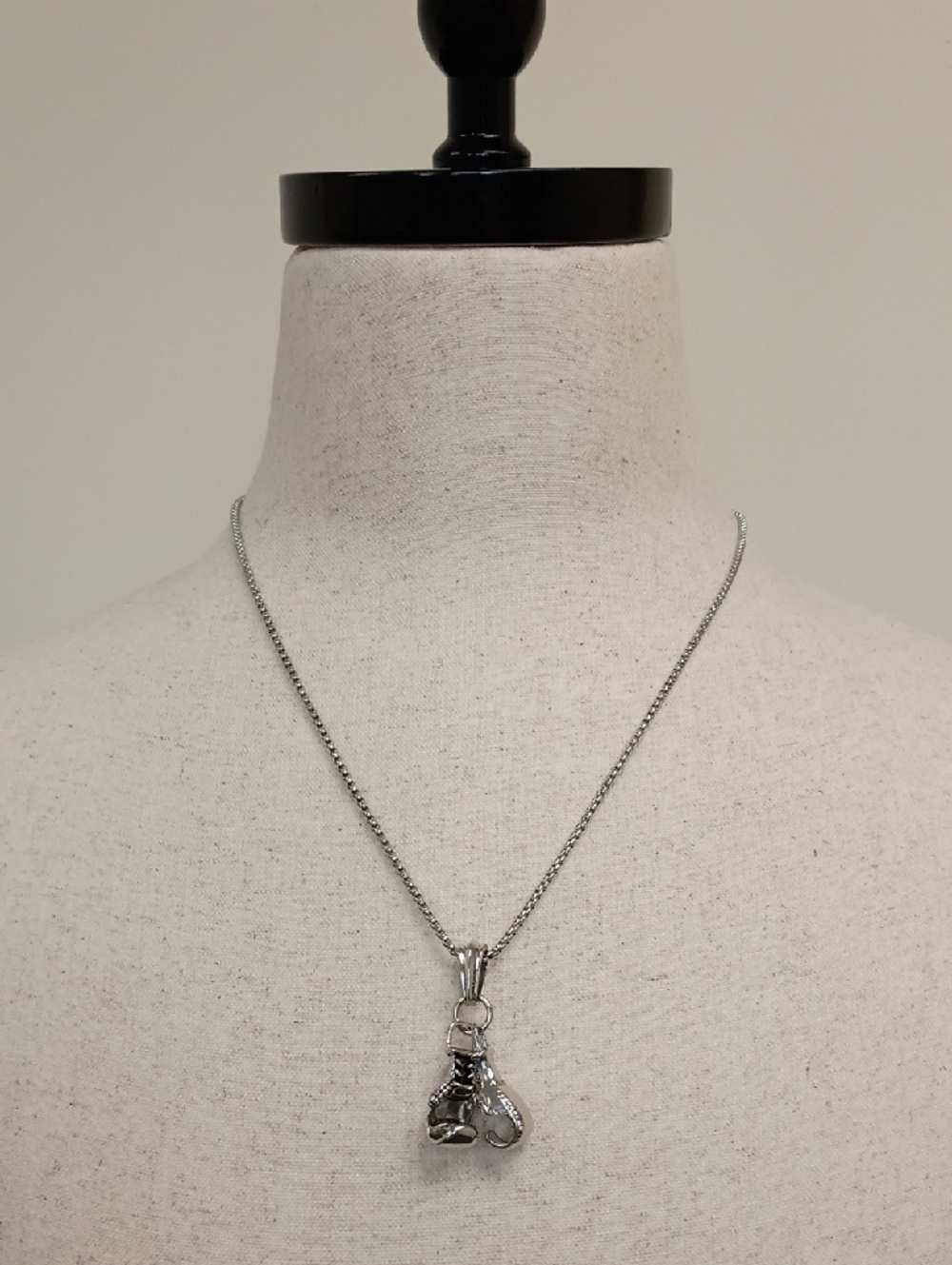 Silver Boxing Gloves Pendant Necklace Athletic Sport Charm Jewelry